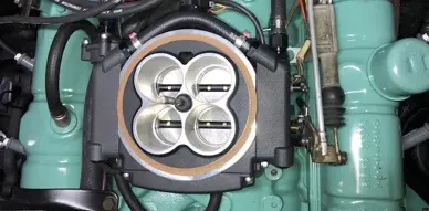 close up of brand new holley sniper efi upgrade
