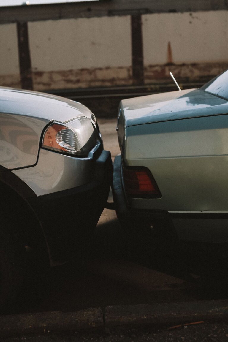 Rear bumper damage after a rear-end collision